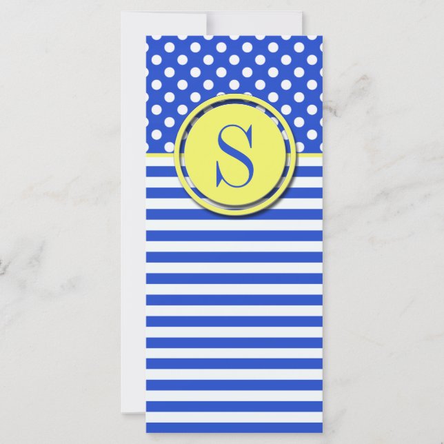 Carte Royal Blue Pois et stries-Monogram STaylor (Devant)