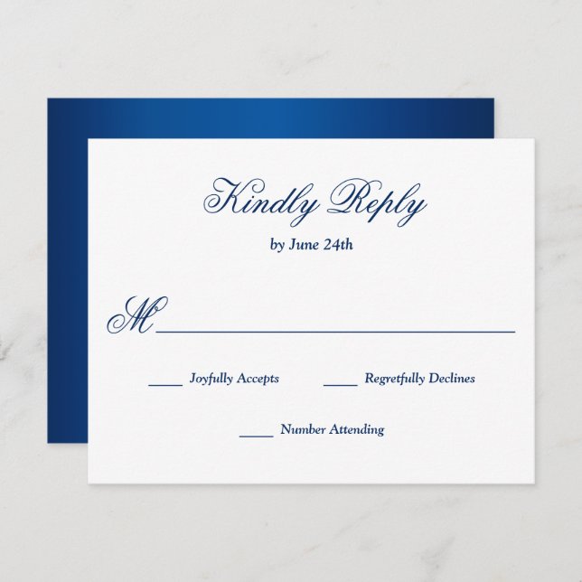 Carte Royal Blue RSVP (Devant / Derrière)