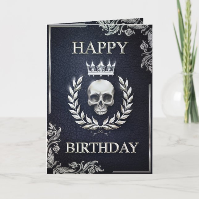 Carte Royal Blue & Silver King of the Dead Birthday Card (Devant)