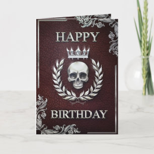 Carte Royal Red & Silver King of the Dead Birthday Card