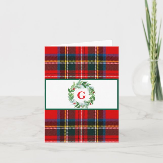 Carte Royal Stewart Noël Plaid MONOGRAM Couronne  (Devant)