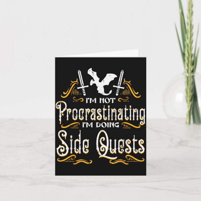 Carte Rpg Gamer Not Procrastinating Side Quest Funny Men (Devant)
