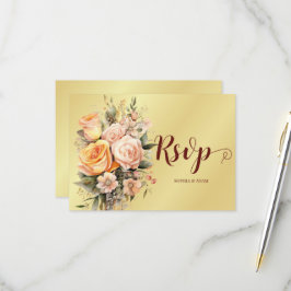 Carte RSPV Mariage de Pêche Rustique et Fleurs d'O