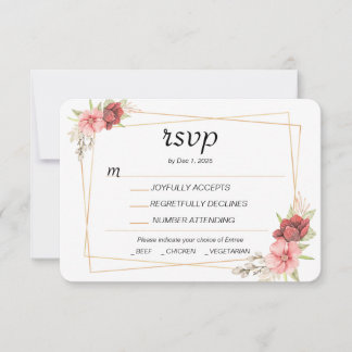 Carte RSVP à cadre doré