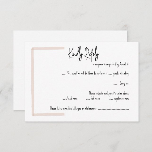 Carte RSVP à main Mariage d'été (Devant / Derrière)