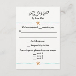 Carte RSVP à thème plage avec accents Starfish