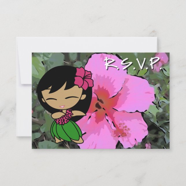 Carte RSVP Aloha Honeys Hula Girl (Devant)