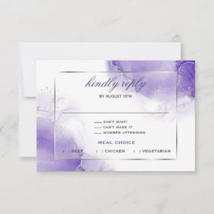 Carte RSVP Amethyst Purple Script Argent