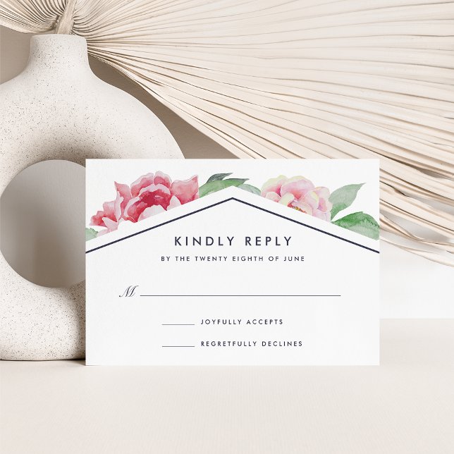 Carte RSVP Antique Peony | Blanc (Créateur téléchargé)