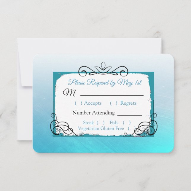 Carte RSVP Aqua Black and Blue Wedding (Devant)
