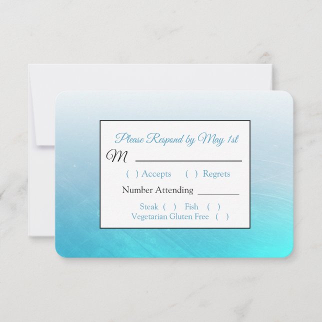 Carte RSVP Aqua Black and Blue Wedding (Devant)
