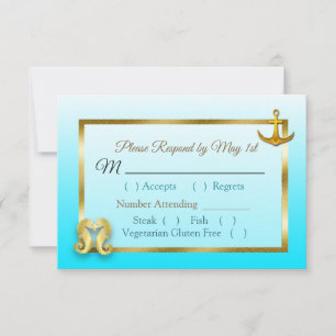 Carte RSVP Aqua Blue Oceanic Wedding