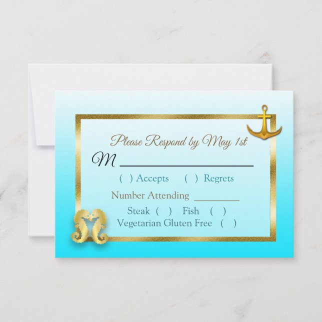 Carte RSVP Aqua Blue Oceanic Wedding (Devant)
