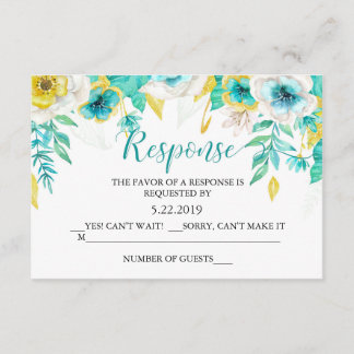 Carte RSVP Aqua Turquoise Floral Wedal