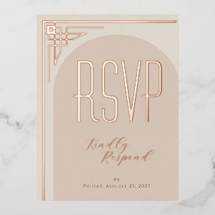 Carte RSVP Arche Déco Moderne Beige