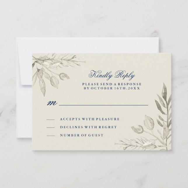 Carte RSVP Argent et Marine (Devant)