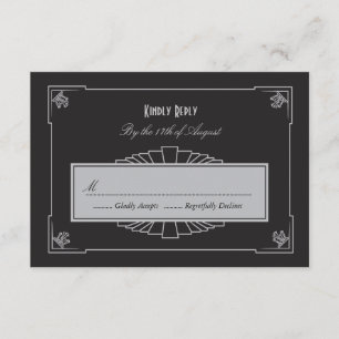Carte RSVP Art Déco (Argent)