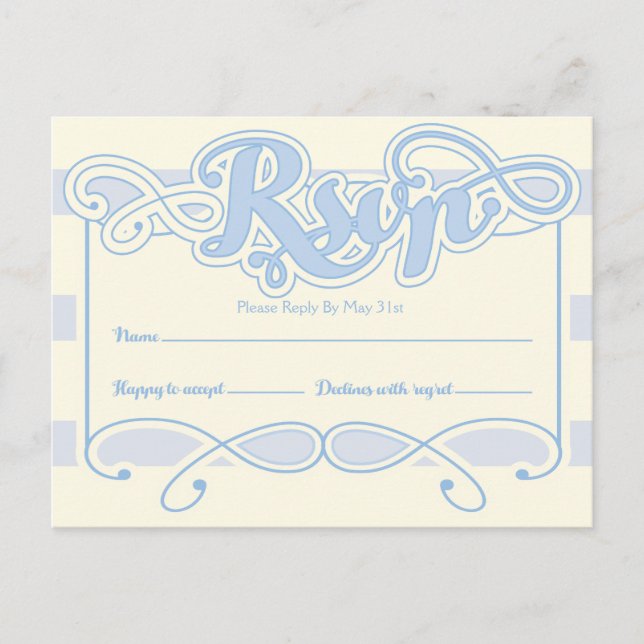 Carte RSVP Baby shower bleu petit garçon (Devant)