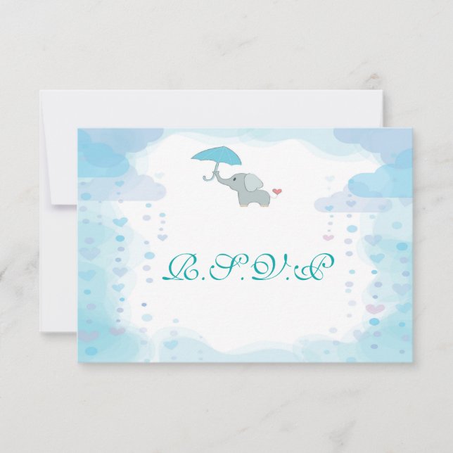 Carte RSVP Baby shower couleur bleu (Devant)