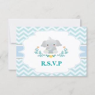 Carte RSVP Baby shower éléphant
