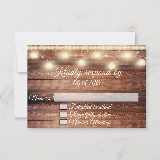 Carte RSVP Baby shower en bois neutre (Devant)