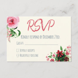 Carte RSVP baby shower rose floral