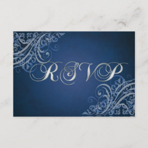 Carte RSVP Baroque Bleu Exquise