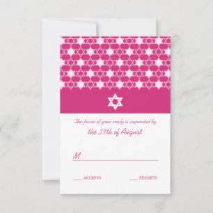 Carte RSVP Bat mitzvah Fuchsia Étoiles Rose De Dav