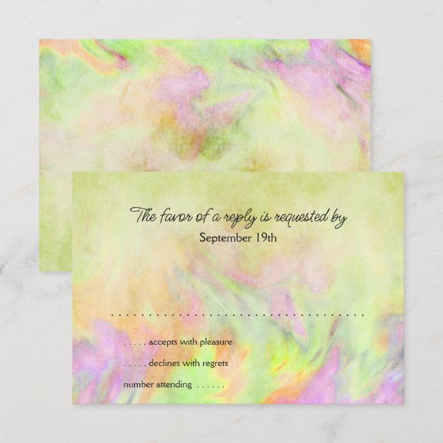 Carte RSVP bat mitzvah Lime Green Tie Dye (Devant / Derrière)
