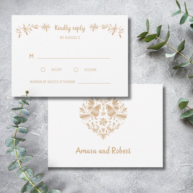 CARTE RSVP BEIGE OTOMI MEXICAN (Créateur téléchargé)