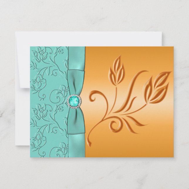 Carte RSVP Bijoux Tangerine et Aqua FAUX (Devant)
