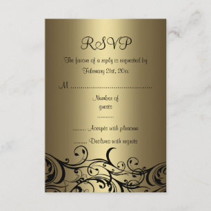 Carte RSVP Black/Gold Floral Sweet16
