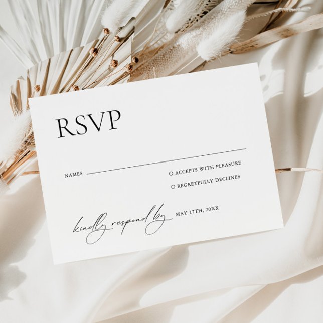 Carte RSVP Black & White Elegant Wedding (Créateur téléchargé)