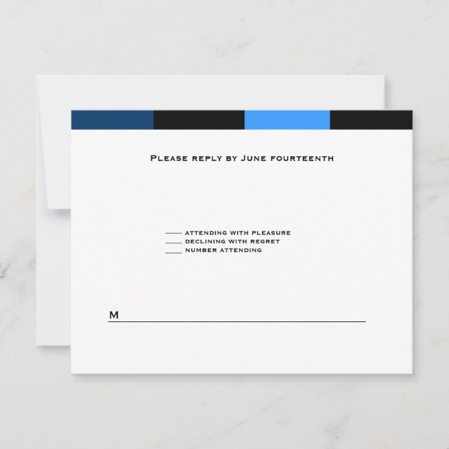 Carte RSVP bleu bleu marine Zachary (Devant)