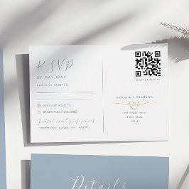Carte RSVP bleu Dusty avec Mariage de code QR