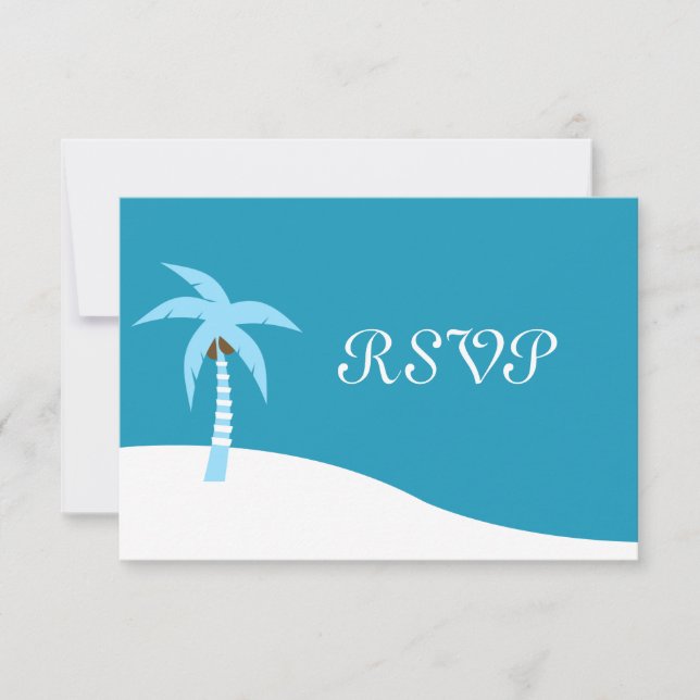 Carte RSVP Blue Caribbean Palm Tree (Devant)