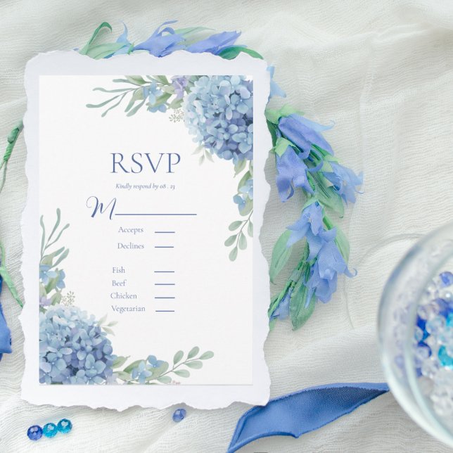 Carte RSVP Blue Floral Hydrangea (Créateur téléchargé)