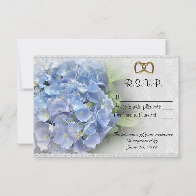 Carte RSVP Blue Hydrangea style 2 (Devant)