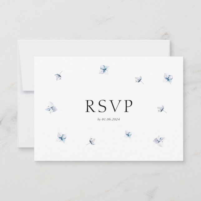 Carte RSVP Blue Hydrangea Watercolor avec envelopp (Dos)