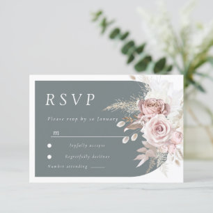 Carte RSVP Blush & Ivory Boho Arch Wedding tendanc