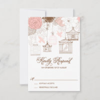 Carte RSVP Blush Pink Whimsical Birdcages