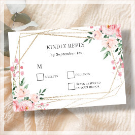 Carte RSVP Blush Rose Floral Wedding