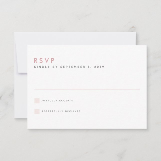 Carte RSVP Blush Wedding (Devant)