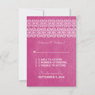 Carte RSVP Bohème moderne rose