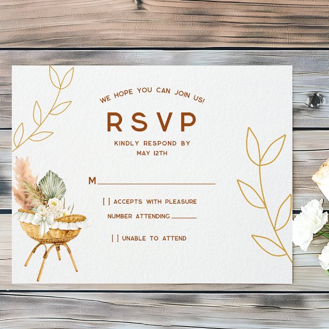 Carte RSVP Boho Bassinet Nursery Baby shower (Créateur téléchargé)