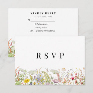 Carte RSVP Boho Beige Fleur sauvage Printemps été