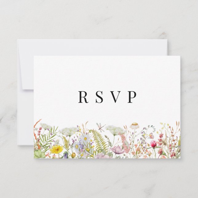 Carte RSVP Boho Beige Fleur sauvage Printemps été (Devant)