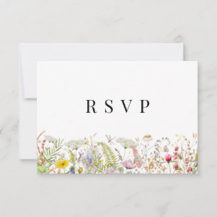 Carte RSVP Boho Beige Fleur sauvage Printemps été