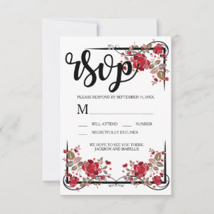 Carte RSVP Boho Chic Red Roses