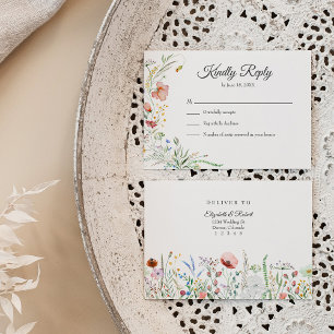 Carte RSVP Boho Colorful Fleur sauvage Meadow Wedd